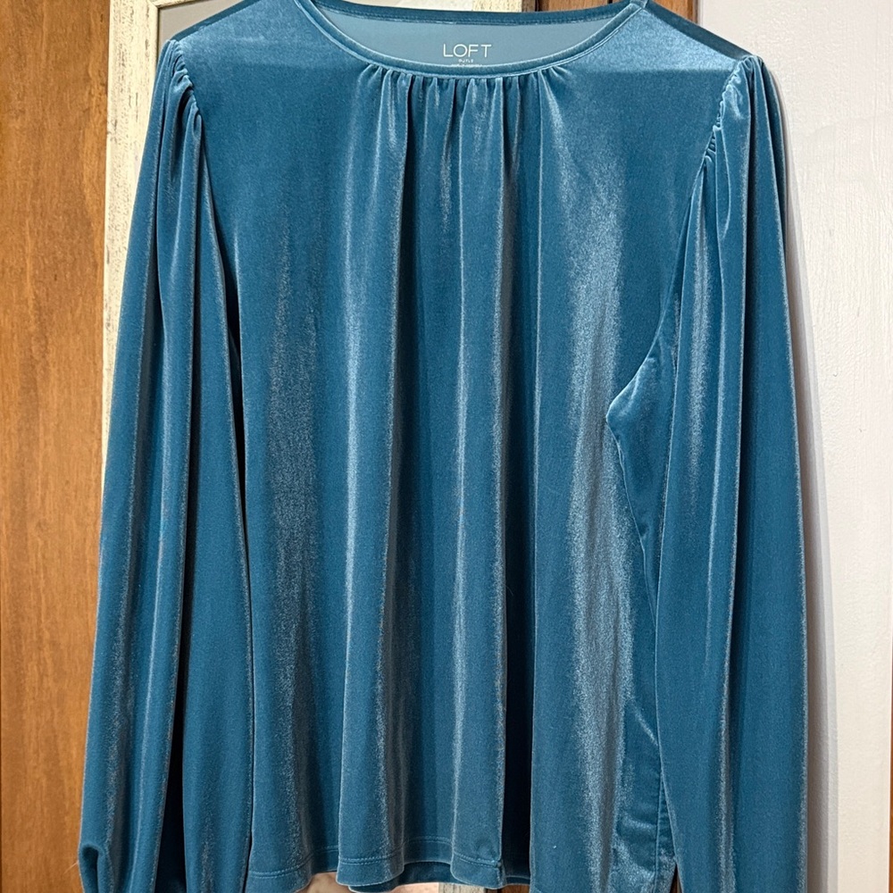 LOFT Teal Velvet Blouse